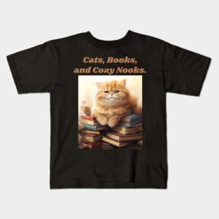 Cats, Books, and Cozy Nooks Kids T-Shirt